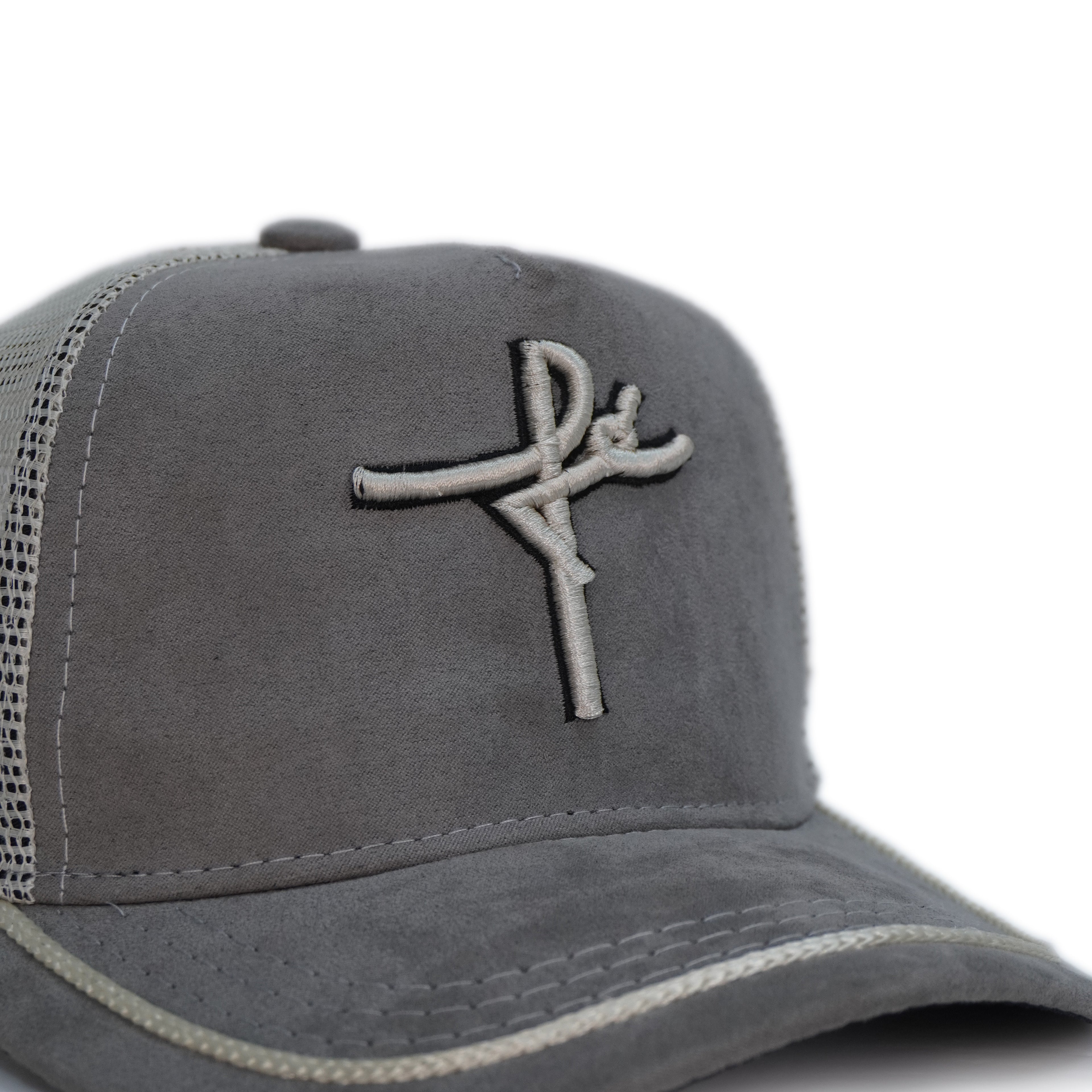 Gorra Gris Beige Agropecuaria – Bordado Fé y Manos Con Rosario