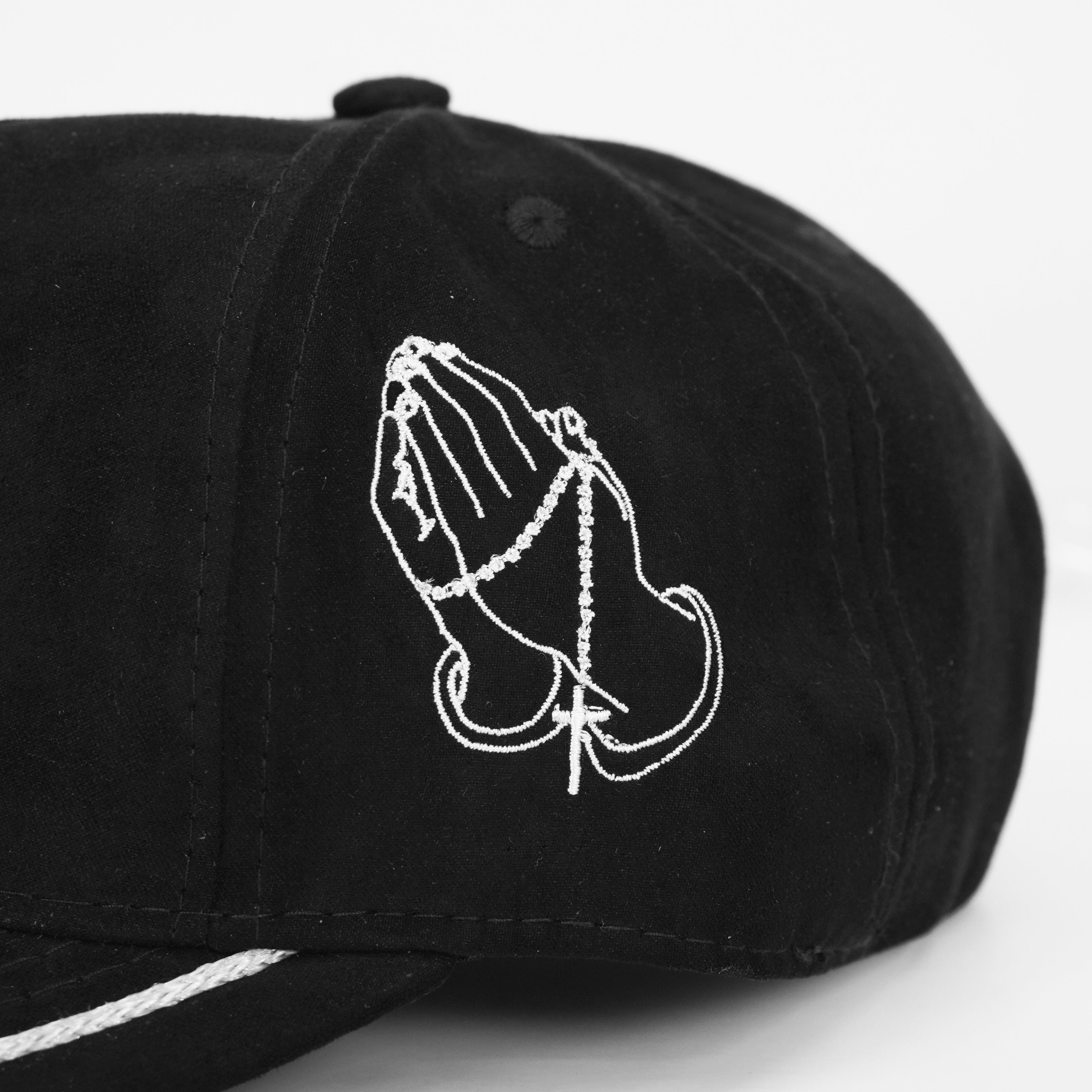 Gorra Negra Agropecuaria – Bordado Fé y Manos Con Rosario