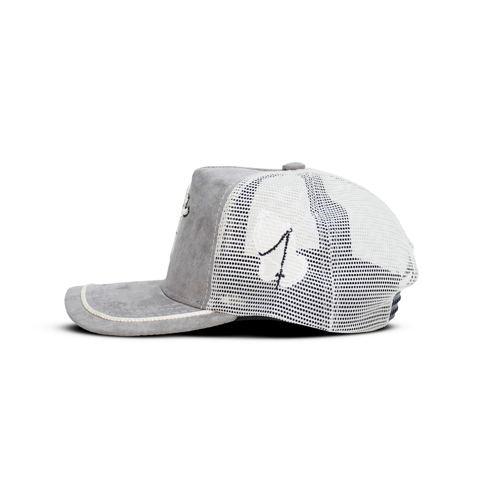 Gorra Gris Beige Agropecuaria – Bordado Fé y Manos Con Rosario