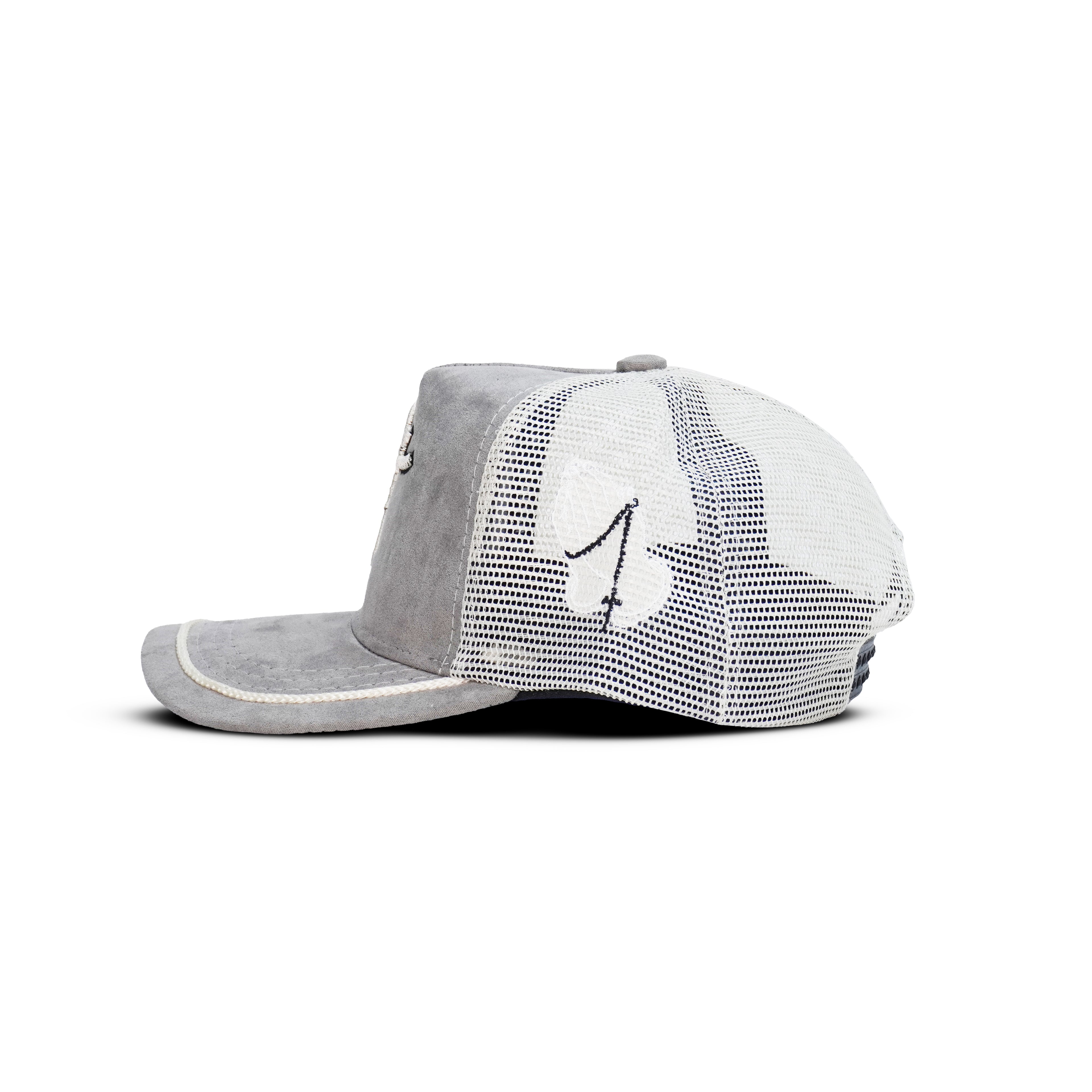 Gorra Gris Beige Agropecuaria – Bordado Fé y Manos Con Rosario