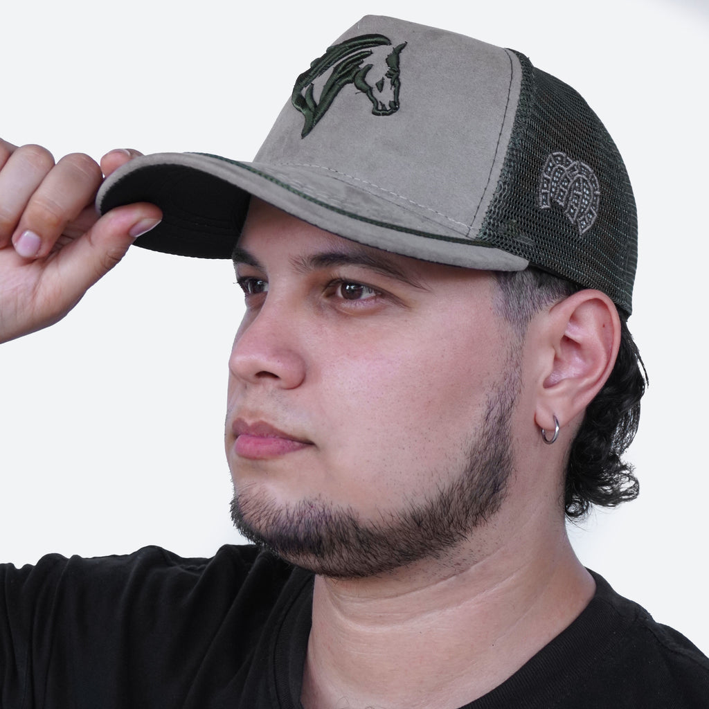 Gorra Gris Verde Agropecuaria – Bordado Caballo