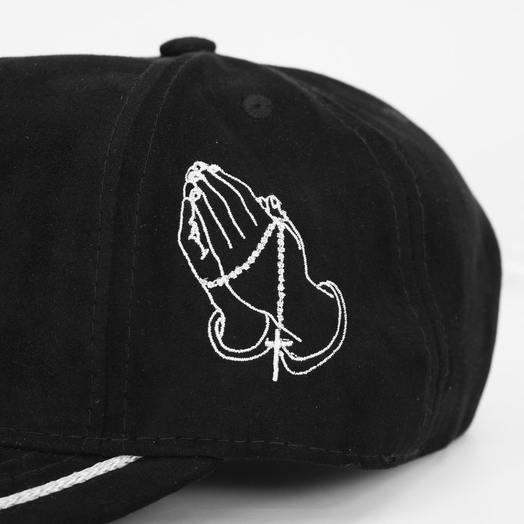 Gorra Negra Agropecuaria – Bordado Fé y Manos Con Rosario
