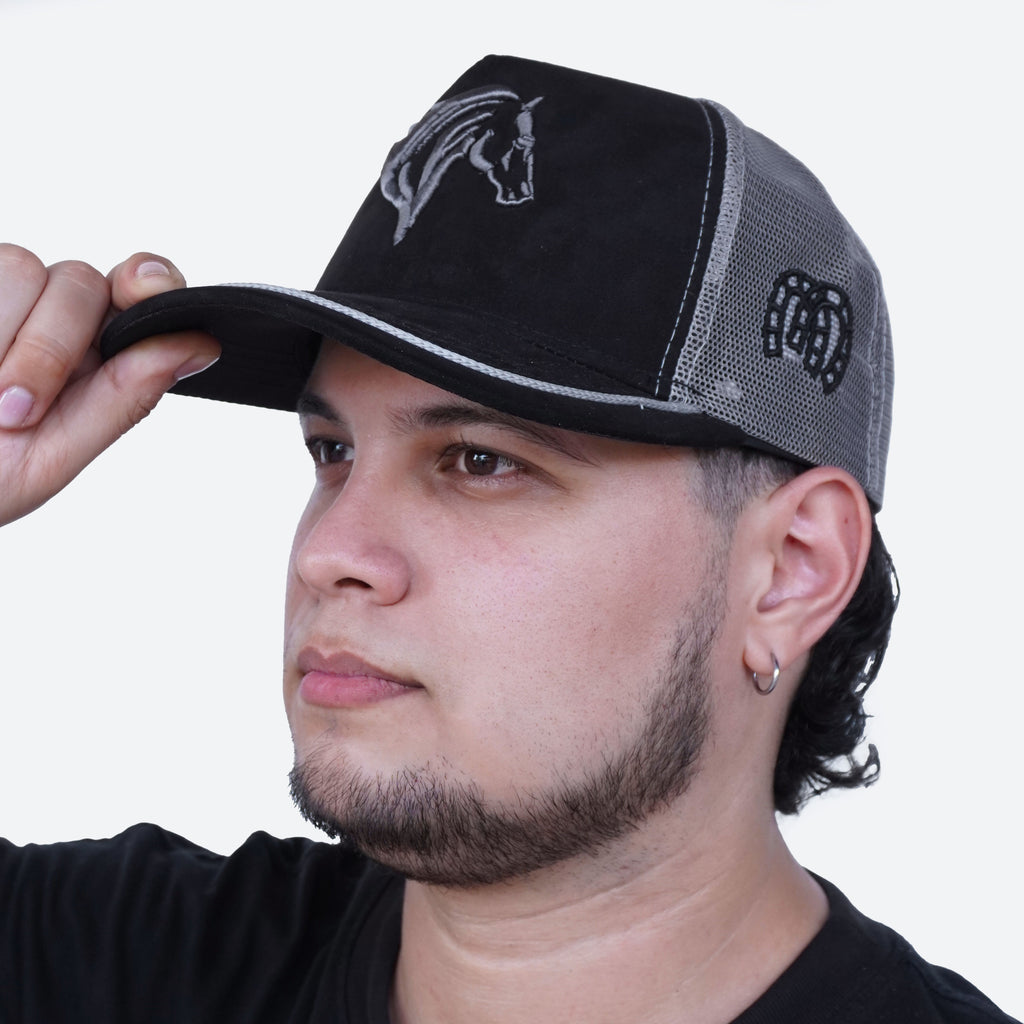 Gorra Negro Gris Agropecuaria – Bordado Caballo